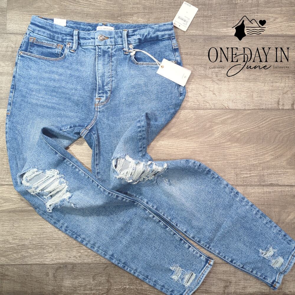 Good American Good Legs Skinny Jeans Distressed Indigo NWT Size 12